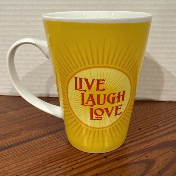 Live Laugh Love Tall Yellow And Red Coffee Mug 12 Oz By Zrike Everyday - Picture 1 of 6